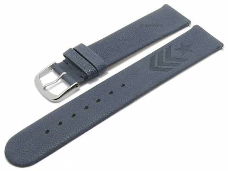 Meyhofer EASY-CLICK watch strap -Zermatt - Motif Army- 22mm blue goat leather grained (width of buckle 22 mm) - Bild vergr��ern 