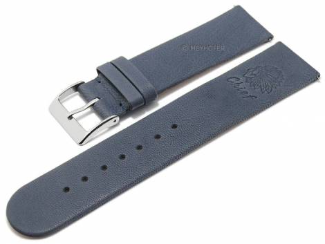 Meyhofer EASY-CLICK watch strap -Zermatt - Motif Chief- 20mm blue goat leather grained (width of buckle 20 mm) - Bild vergr��ern 