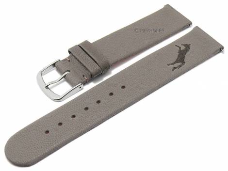 Meyhofer EASY-CLICK watch strap -Zermatt - Motif Jumping Horse- 20mm grey goat leather grained (width of buckle 20 mm) - Bild vergr��ern 