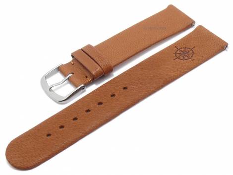 Meyhofer EASY-CLICK watch strap -Zermatt - Motif Compass- 22mm light brown goat leather grained (width of buckle 22 mm) - Bild vergrern 