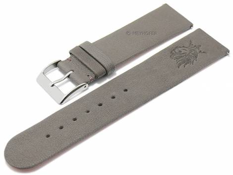 Meyhofer EASY-CLICK watch strap -Zermatt - Motif Lion-King- 22mm grey goat leather grained (width of buckle 22 mm) - Bild vergrern 