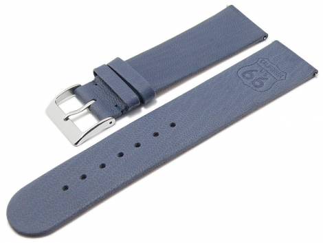 Meyhofer EASY-CLICK watch strap -Zermatt - Motif Route 66- 22mm blue goat leather grained (width of buckle 22 mm) - Bild vergr��ern 
