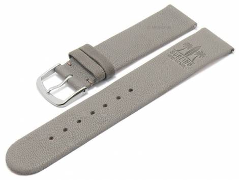 Meyhofer EASY-CLICK watch strap -Zermatt - Motif Surfing- 20mm grey brown goat leather grained (width of buckle 20 mm) - Bild vergr��ern 