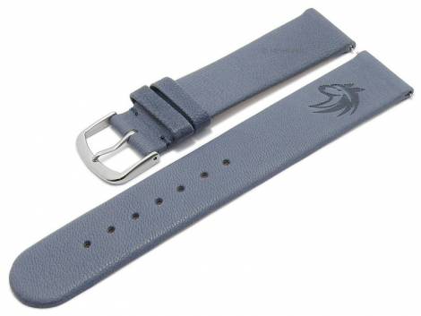 Meyhofer EASY-CLICK watch strap -Zermatt - Motif Wolf- 20mm blue goat leather grained (width of buckle 20 mm) - Bild vergr��ern 