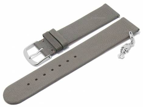 Meyhofer EASY-CLICK watch strap -Zermatt - Charm Fishbone- 22mm light grey goat leather grained (width of buckle 22 mm) - Bild vergrern 