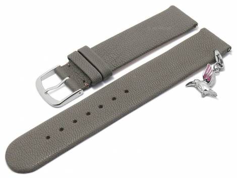 Meyhofer EASY-CLICK watch strap -Zermatt - Charm Colibri- 18mm light grey goat leather grained (width of buckle 18 mm) - Bild vergr��ern 