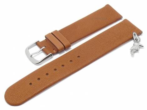 Meyhofer EASY-CLICK watch strap -Zermatt - Charm Toucan- 18mm light brown goat leather grained (width of buckle 18 mm) - Bild vergrern 