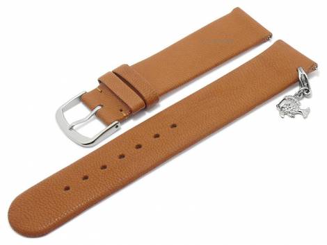 Meyhofer EASY-CLICK watch strap -Zermatt - Charm Fish- 18mm light brown goat leather grained (width of buckle 18 mm) - Bild vergrern 