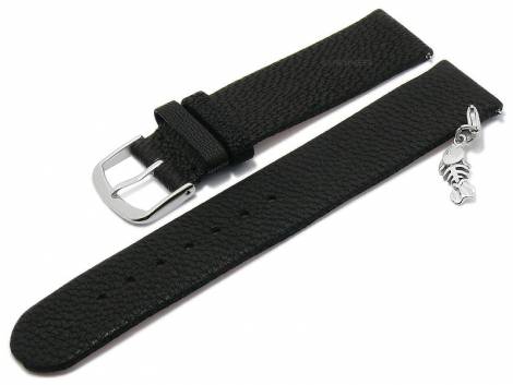 Meyhofer EASY-CLICK watch strap -Zermatt - Charm Fishbone- 20mm black goat leather grained (width of buckle 20 mm) - Bild vergrern 