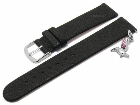 Meyhofer EASY-CLICK watch strap -Zermatt - Charm Colibri- 22mm black goat leather grained (width of buckle 22 mm) - Bild vergrern 