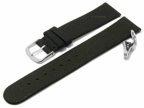 Meyhofer EASY-CLICK watch strap -Zermatt - Charm Shoe- 18mm black goat leather grained (width of buckle 18 mm) - Bild vergrern 