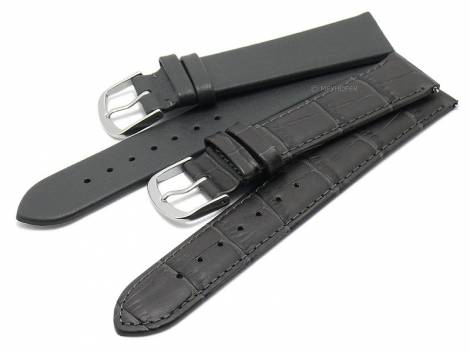 EASY-CHANGE watch strap set 2pcs CLASSIC DUO 18mm dark grey leather by MEYHOFER EASY-CLICK - Bild vergr��ern 