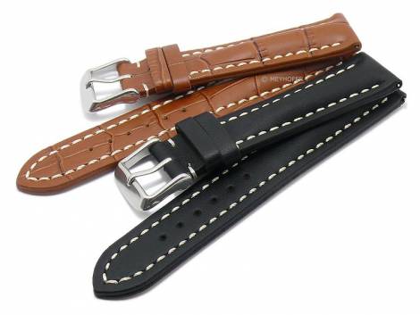 EASY-CHANGE watch strap set 2pcs CASUAL DUO MIX 24mm light brown/black leather by MEYHOFER EASY-CLICK - Bild vergr��ern 