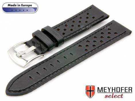 Watch strap -Gandia- 18mm black leather racing look stitched by MEYHOFER (width of buckle 16 mm) - Bild vergr��ern 