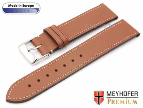 Watch strap -Salamanca- 16mm light brown leather smooth light stitching by MEYHOFER (width of buckle 14 mm) - Bild vergr��ern 