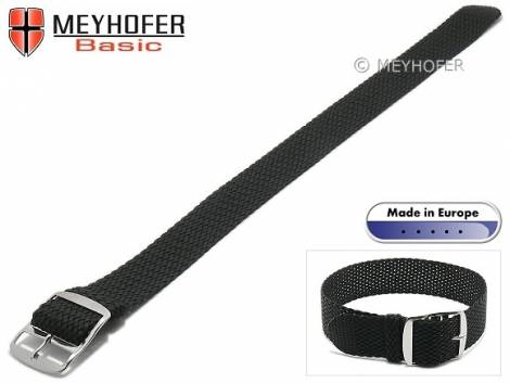 Basic watch strap -Atmore- 16mm black perlon/textile one piece strap - Bild vergr��ern 