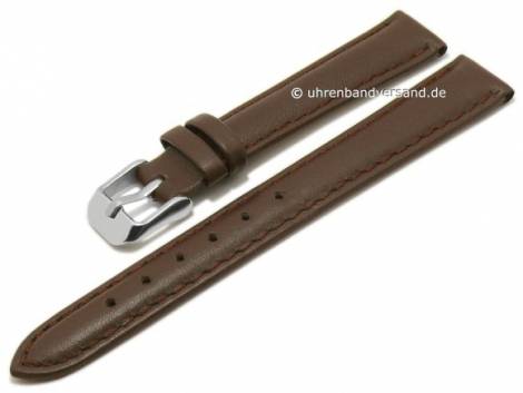 Basic watch strap -Talca- 14mm dark brown leather smooth stitched (width of buckle 12 mm) - Bild vergr��ern 