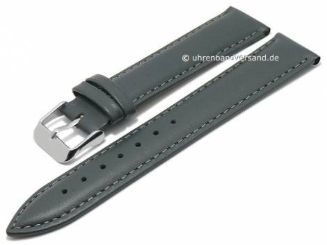 Basic watch strap -Talca- 22mm dark grey leather smooth stitched (width of buckle 20 mm) - Bild vergr��ern 