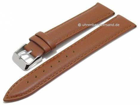 Basic watch strap -Talca- 22mm light brown leather smooth stitched (width of buckle 20 mm) - Bild vergr��ern 