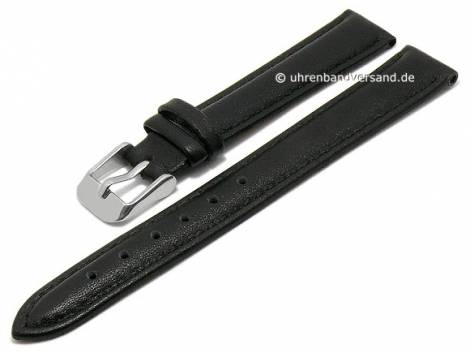 Basic watch strap XL -Villarica- 14mm black leather smooth stitched (width of buckle 12 mm) - Bild vergr��ern 