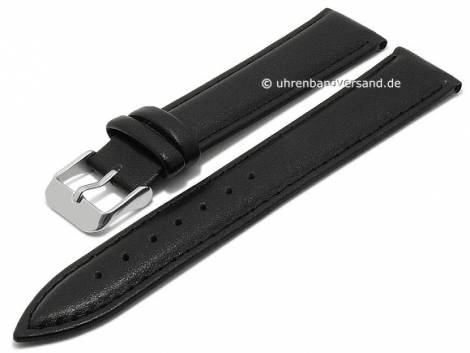 Basic watch strap XL -Villarica- 18mm black leather smooth stitched (width of buckle 16 mm) - Bild vergr��ern 