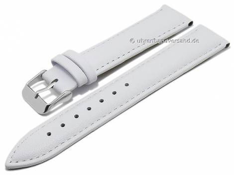 Basic watch strap -Talca- 22mm white leather smooth stitched (width of buckle 20 mm) - Bild vergr��ern 
