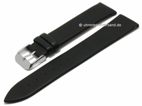 Basic watch strap -Calama- 20mm black leather smooth matt (width of buckle 18 mm) - Bild vergr��ern 