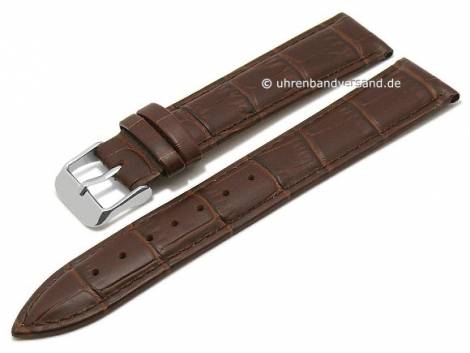 Basic watch strap -Curico- 22mm dark brown leather alliogator grain stitched (width of buckle 20 mm) - Bild vergr��ern 