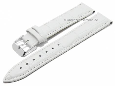 Basic watch strap -Curico- 22mm white leather alliogator grain stitched (width of buckle 20 mm) - Bild vergr��ern 