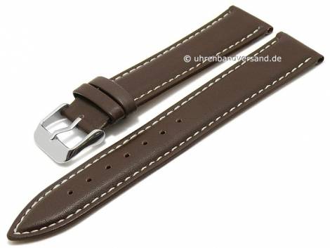 Basic watch strap -Vallenar- 20mm dark brown leather smooth light stitching (width of buckle 18 mm) - Bild vergr��ern 