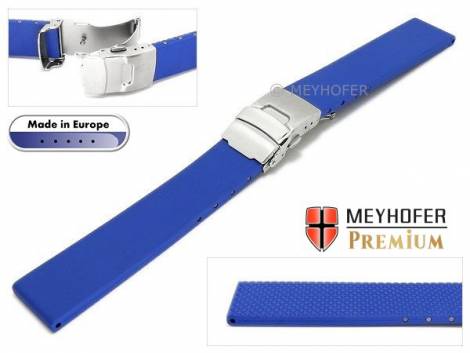 Watch band -Kiel- 20mm royal blue caoutchouc by MEYHOFER (width of buckle 18 mm) - Bild vergrern 