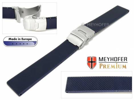 Watch band -Kiel- 22mm dark blue caoutchouc by MEYHOFER (width of buckle 20 mm) - Bild vergrern 