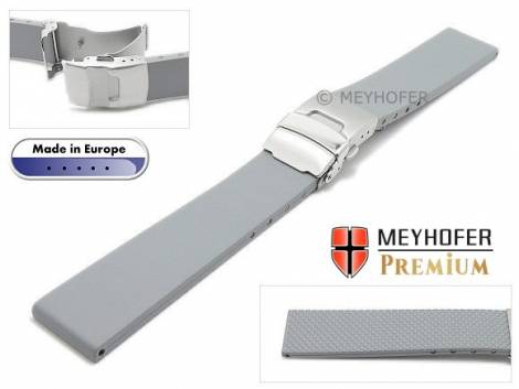 Watch band -Kiel- 22mm light grey caoutchouc by MEYHOFER (width of buckle 20 mm) - Bild vergrern 