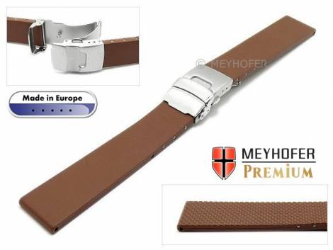 Watch band -Kiel- 18mm brown caoutchouc by MEYHOFER (width of buckle 18 mm) - Bild vergrern 