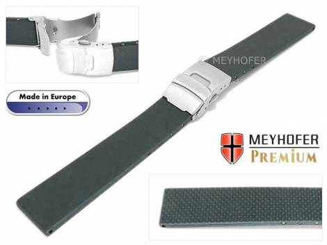 Watch band -Kiel- 22mm dark grey caoutchouc by MEYHOFER (width of buckle 20 mm) - Bild vergrern 