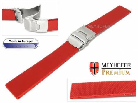 Watch band -Kiel- 18mm red caoutchouc by MEYHOFER (width of buckle 18 mm) - Bild vergrern 