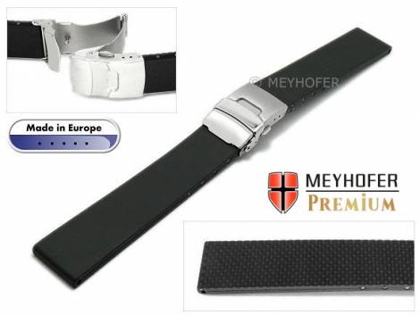 Watch band -Kiel- 18mm black caoutchouc by MEYHOFER (width of buckle 18 mm) - Bild vergrern 