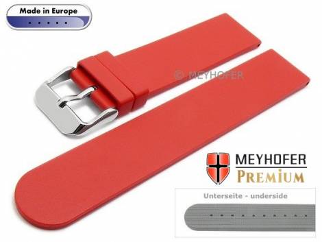 Watch strap -Aracena- 20mm red caoutchouc smooth matt by MEYHOFER (width of buckle 20 mm) - Bild vergr��ern 