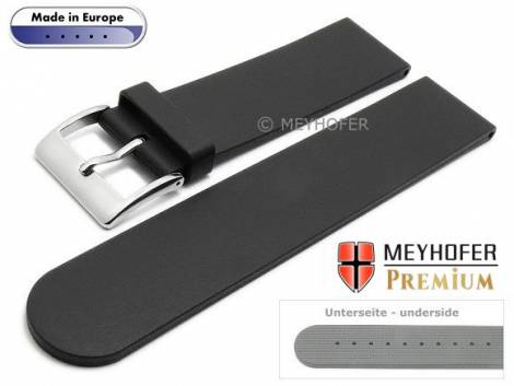 Watch strap -Aracena- 22mm black caoutchouc smooth matt by MEYHOFER (width of buckle 22 mm) - Bild vergr��ern 