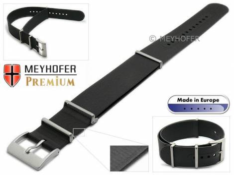 Watch strap -Genova NATO- 20mm black caoutchouc with structure by MEYHOFER - Bild vergr��ern 