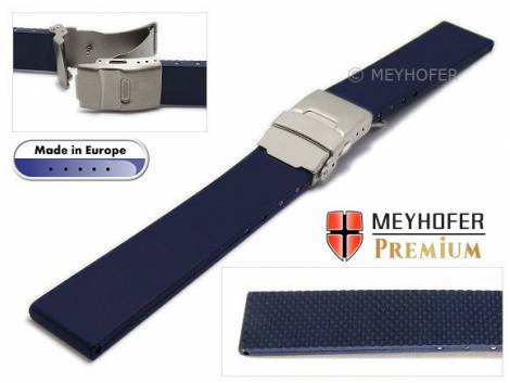 Watch strap -Rendsburg- 24mm titanium clasp dark blue caoutchouc by MEYHOFER (width of buckle 20 mm) - Bild vergr��ern 