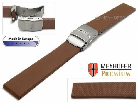 Watch strap -Rendsburg- 20mm titanium clasp dark brown caoutchouc by MEYHOFER (width of buckle 18 mm) - Bild vergrern 