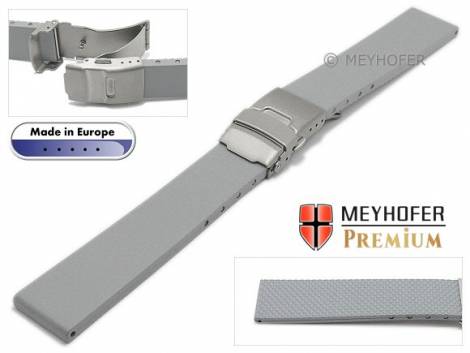 Watch strap -Rendsburg- 24mm titanium clasp grey caoutchouc by MEYHOFER (width of buckle 20 mm) - Bild vergrern 