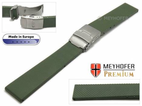 Watch strap -Rendsburg- 20mm titanium clasp olive green caoutchouc by MEYHOFER (width of buckle 18 mm) - Bild vergr��ern 