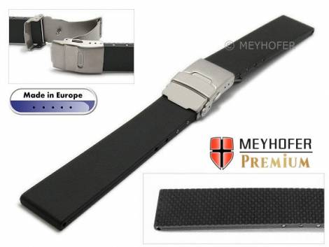 Watch strap -Rendsburg- 18mm titanium clasp black caoutchouc by MEYHOFER (width of buckle 18 mm) - Bild vergrern 