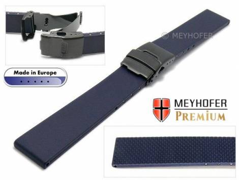 Watch strap -Wismar- 18mm dark blue caoutchouc with black clasp by MEYHOFER (width of buckle 18 mm) - Bild vergrern 