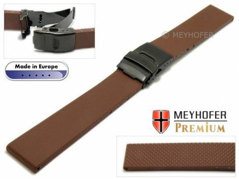 Watch strap -Wismar- 20mm dark brown caoutchouc with black clasp by MEYHOFER (width of buckle 18 mm) - Bild vergrern 