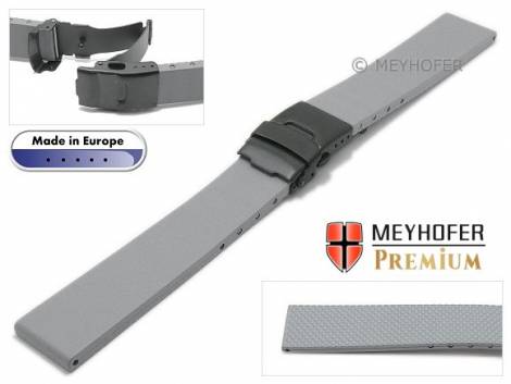 Watch strap -Wismar- 18mm grey caoutchouc with black clasp by MEYHOFER (width of buckle 18 mm) - Bild vergrern 