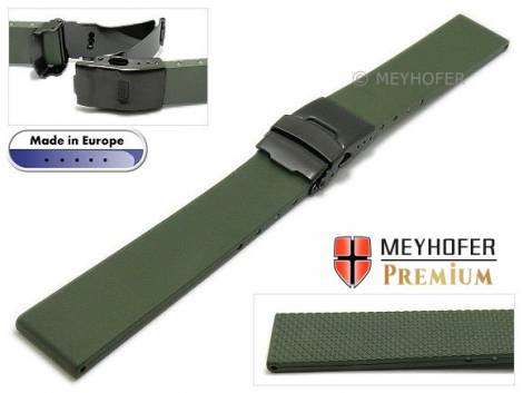 Watch strap -Wismar- 22mm olive green caoutchouc with black clasp by MEYHOFER (width of buckle 20 mm) - Bild vergr��ern 