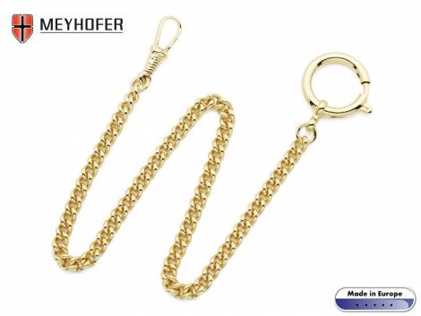 Pocket watch chain -Strehlen- golden stainless round curb chain small links by MEYHOFER - Bild vergrern 